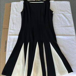 Tommy Hilfiger Black and White Tiered Fit and Flare Cocktail Dress
